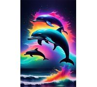 Puzzle 520 Pièces Adultes, Océan Dauphins, 52x38 cm Jeux Educatifs Favorisant la Concentration Jeu de Création et Logique Cadeau Garcon et Fille, Puzzle 520 Pieces