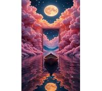 Puzzle 520 Pièces Adultes, Rivière Moon Boat, 52x38 cm Jeux Educatifs Favorisant la Concentration Jeu de Création et Logique Cadeau Garcon et Fille, Puzzle 520 Pieces