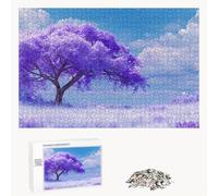 Puzzle 520 Pièces - Arbre & Violet - Puzzle en Bois Durable avec Lettres au Dos - Jeu sans Poussière avec Affiche - Modèle pour Collectionneurs et 14 Ans et Plus (52 x 38 cm) P3#318