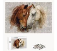 Puzzle 520 Pièces - Cheval & Brun - Puzzle en Bois Durable avec Lettres au Dos - Jeu sans Poussière avec Affiche - Modèle pour Collectionneurs et 14 Ans et Plus (52 x 38 cm) P3#647