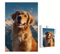 Puzzle 520 Pièces - Chien & Amour - Puzzle en Bois Durable avec Lettres au Dos - Jeu sans Poussière avec Affiche - Modèle pour Collectionneurs et 14 Ans et Plus (52 x 38 cm) P3#1286