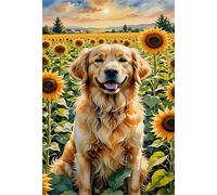 Puzzle 520 Pieces Chien Tournesol, Jeux éducatif Défi Jouets Puzzles Classiques, Parfaitement Emboîtable Lettres au Dos, pour Vous Faciliter Le Travail pour Hommes Femmes Plus âgés 52 x 38 cm