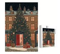 Puzzle 520 Pièces - Noël & Cabine - Puzzle en Bois Durable avec Lettres au Dos - Jeu sans Poussière avec Affiche - Modèle pour Collectionneurs et 14 Ans et Plus (52 x 38 cm) P3#904