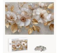 Puzzle 520 Pièces - Or & Fleur - Puzzle en Bois Durable avec Lettres au Dos - Jeu sans Poussière avec Affiche - Modèle pour Collectionneurs et 14 Ans et Plus (52 x 38 cm) P3#528