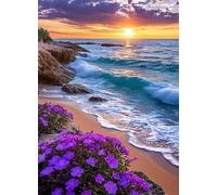Puzzle 520 Pièces pour Adultes Fleurs L'Océan Lever Soleil 52 x 38 cm Puzzles Classiques Jeux éducatif Défi Jouets Puzzle Difficile et Stimulant - Parfait pour Les Amateurs de Puzzles520