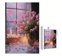 Puzzle 520 Pièces - Tulipe & Rose - Puzzle en Bois Durable avec Lettres au Dos - Jeu sans Poussière avec Affiche - Modèle pour Collectionneurs et 14 Ans et Plus (52 x 38 cm) P3#1266