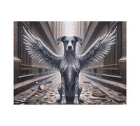 Puzzle 52x38cm/1000pcs Angel Dog Urban Fantasy Puzzles pour Adultes, Jouets, Décoration Murale, Cadeaux pour Femmes, Cadeaux Uniques pour Un Anniversaire Et Noël 52x38cm/1000pcs