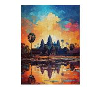 Puzzle 52x38cm/1000pcs Angkor Wat Reflections -1 Puzzles pour Adolescents : Jeux Pratiques D'analyse Et De Logique, Parfaits comme Cadeaux pour Toute La Famille 52x38cm/1000pcs