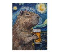 Puzzle 52x38cm/1000pcs Capybara Drinking Beer Puzzles pour Adultes, Jeux De Famille, Assemblage De Motifs, Idéal comme Cadeau pour Toute La Famille 52x38cm/1000pcs