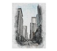Puzzle 52x38cm/1000pcs Chicago Street Puzzles pour Adultes, Jeux De Famille, Assemblage De Motifs, Idéal comme Cadeau pour Toute La Famille 52x38cm/1000pcs