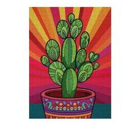 Puzzle 52x38cm/1000pcs Colorful Cactus Pot Art Print-1 Puzzles pour Adolescents : Jeux Pratiques D'analyse Et De Logique, Parfaits comme Cadeaux pour Toute La Famille 52x38cm/1000pcs