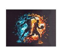 Puzzle 52x38cm/1000pcs Dynamic Basketball Duel Fire Vs. Ice Puzzle Anti-Stress, Jouet Amusant Et Humoristique, Idéal en Cadeau pour Toute La Famille 52x38cm/1000pcs