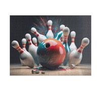 Puzzle 52x38cm/1000pcs Dynamic Bowling Strike Scene Puzzle Anti-Stress, Jouet Amusant Et Humoristique, Idéal en Cadeau pour Toute La Famille 52x38cm/1000pcs