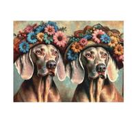 Puzzle 52x38cm/1000pcs Floral Crowned Dogs Art Print Puzzles pour Adultes, Jouets, Décoration Murale, Cadeaux pour Femmes, Cadeaux Uniques pour Un Anniversaire Et Noël 52x38cm/1000pcs