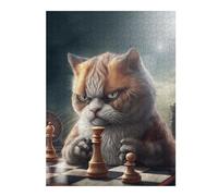 Puzzle 52x38cm/1000pcs Grumpy Cat Plays Chess Puzzle Anti-Stress, Jouet Amusant Et Humoristique, Idéal en Cadeau pour Toute La Famille 52x38cm/1000pcs