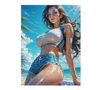 Puzzle 52x38cm/1000pcs pour Adolescentes Beach Babe in Sunglasses Puzzles pour Adultes Jeu Manuel Cadeaux pour Femmes pour Anniversaire, Noël 52x38cm/1000pcs