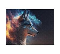 Puzzle 52x38cm/1000pcs pour Adolescentes Cosmic Wolf Profile Jeux De Puzzle Relaxants, Amusants Et Humoristiques, Difficiles Et Stimulants 52x38cm/1000pcs