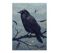 Puzzle 52x38cm/1000pcs pour Adolescentes Crowned Raven on Branch Digital Art Puzzles pour Adolescentes - Jeux Relaxants pour Toute La Famille - Anniversaire, Noël 52x38cm/1000pcs