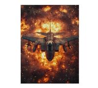 Puzzle 52x38cm/1000pcs pour Adolescentes Jet Fighter in Explosion Puzzles pour Adolescentes Jeux Relaxants Décoration Parfaite Cadeaux Anti-Stress 52x38cm/1000pcs