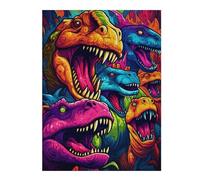 Puzzle 52x38cm/1000pcs pour Adolescentes Vibrant Dinosaur Collage Jeux De Puzzle Relaxants, Amusants Et Humoristiques, Difficiles Et Stimulants 52x38cm/1000pcs