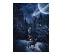 Puzzle 52x38cm/1000pcs pour Adolescentes Wolf Howling at Saturn Moon Jeux De Puzzle Relaxants, Amusants Et Humoristiques, Difficiles Et Stimulants 52x38cm/1000pcs