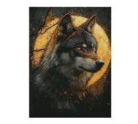 Puzzle 52x38cm/1000pcs pour Adolescents Alpha Wolf Under Full Moon Puzzles pour Adultes Jeu Manuel Décoration Murale Interaction Parent-Enfant 52x38cm/1000pcs