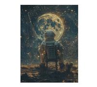 Puzzle 52x38cm/1000pcs pour Adolescents Astronaut Space Fishing Puzzle pour Adultes Jeu Familial Décoration Murale Aide À Exercer Le Cerveau 52x38cm/1000pcs