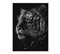 Puzzle 52x38cm/1000pcs pour Adolescents Black Silver Tiger Puzzle pour Adultes Jeu Familial Décoration Murale Aide À Exercer Le Cerveau 52x38cm/1000pcs