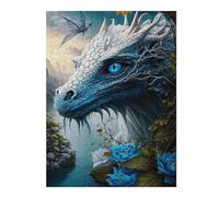 Puzzle 52x38cm/1000pcs pour Adolescents Blue Dragon Fantasy Art Puzzles pour Adultes Jeu De Réflexion Améliore La Mémoire Est Idéal comme Cadeau 52x38cm/1000pcs