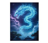 Puzzle 52x38cm/1000pcs pour Adolescents Blue Dragon in The Sky Puzzles pour Adultes Jouets À Faire Soi-même Vacances À La Maison Passer Le Temps Interaction Parent-Enfant 52x38cm/1000pcs