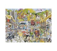 Puzzle 52x38cm/1000pcs pour Adolescents British Village Chaos A Cartoon Masterpiece! Puzzle pour Adultes Jeu Manuel Découpe De Précision Idéal comme Cadeau pour Toute La Famille 52x38cm/1000pcs