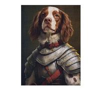Puzzle 52x38cm/1000pcs pour Adolescents Brittany Spaniel Dog in Armor Puzzle Adulte Anti-Stress Décoration Parfaite Interaction Parent-Enfant 52x38cm/1000pcs
