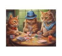 Puzzle 52x38cm/1000pcs pour Adolescents Cat Poker Night Feline Fun at The Table Casse-têtes pour Adultes, Jeu De Réflexion, Anti-Stress, Cadeaux d'anniversaire Et Cadeaux Uniques 52x38cm/1000pcs