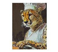 Puzzle 52x38cm/1000pcs pour Adolescents Chef Leopard Puzzles pour Adolescents Jouets Anti-Stress Une Œuvre d'art pour Un Anniversaire, Noël 52x38cm/1000pcs