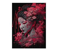 Puzzle 52x38cm/1000pcs pour Adolescents Cherry Blossom Geisha Portrait Puzzles pour Adultes Jouets Anti-Stress Cadeaux pour Femmes Est Idéal comme Cadeau 52x38cm/1000pcs