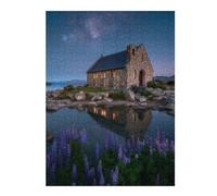 Puzzle 52x38cm/1000pcs pour Adolescents Church by The Lake at Night Puzzles pour Adultes Jouets À Faire Soi-même Vacances À La Maison Passer Le Temps Interaction Parent-Enfant 52x38cm/1000pcs