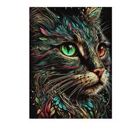 Puzzle 52x38cm/1000pcs pour Adolescents Colorful Cat Portrait Artwork Puzzle pour Adultes Jouets Anti-Stress Décoration Parfaite pour Un Anniversaire, Noël 52x38cm/1000pcs