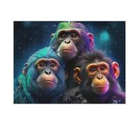 Puzzle 52x38cm/1000pcs pour Adolescents Colorful Chimpanzee Trio in Space Puzzle Adulte, Jouet, Décoration Murale, Décoration Intérieure, Cadeaux Uniques pour Anniversaire Et Noël 52x38cm/1000pcs