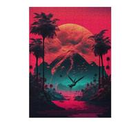 Puzzle 52x38cm/1000pcs pour Adolescents Dinosaur Paradise Neon Dreamscape Puzzles pour Adultes Jouets Anti-Stress Cadeaux pour Femmes Est Idéal comme Cadeau 52x38cm/1000pcs