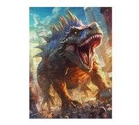 Puzzle 52x38cm/1000pcs pour Adolescents Dinosaur Rampage in Cityscape Casse-têtes pour Adultes, Jeu De Réflexion, Anti-Stress, Cadeaux d'anniversaire Et Cadeaux Uniques 52x38cm/1000pcs
