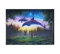 Puzzle 52x38cm/1000pcs pour Adolescents Dolphins in The Sky Puzzles pour Adultes Jeux De Détente Décoration Intérieure Cadeaux Uniques pour Anniversaire Et Noël 52x38cm/1000pcs