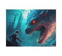 Puzzle 52x38cm/1000pcs pour Adolescents Dragon Encounter in The Abyss Puzzle pour Adultes Jeu Manuel Découpe De Précision Idéal comme Cadeau pour Toute La Famille 52x38cm/1000pcs