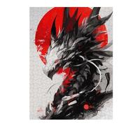 Puzzle 52x38cm/1000pcs pour Adolescents Dragon with Red Sun Digital Art Puzzles pour Adultes Jeu Manuel Cadeau d'anniversaire Idéal pour Toute La Famille 52x38cm/1000pcs