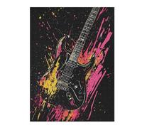 Puzzle 52x38cm/1000pcs pour Adolescents Electric Guitar Splash Art Puzzles pour Adultes Jeu Manuel Décoration Murale Interaction Parent-Enfant 52x38cm/1000pcs