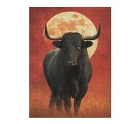 Puzzle 52x38cm/1000pcs pour Adolescents Full Moon Bull Painting -2 Puzzle pour Adultes Jouets Anti-Stress Décoration Parfaite pour Un Anniversaire, Noël 52x38cm/1000pcs