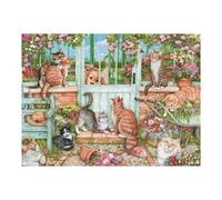 Puzzle 52x38cm/1000pcs pour Adolescents Garden Cats A Whimsical Gathering Puzzle pour Adultes Jeu Manuel Découpe De Précision Idéal comme Cadeau pour Toute La Famille 52x38cm/1000pcs