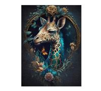 Puzzle 52x38cm/1000pcs pour Adolescents Giraffe in A Floral Frame Puzzles pour Adultes Jeux Amusants Analyse Et Logique Cadeaux Uniques pour Anniversaire Et Noël 52x38cm/1000pcs