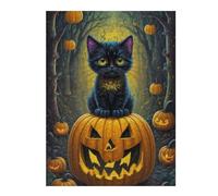 Puzzle 52x38cm/1000pcs pour Adolescents Halloween Cat and Pumpkins Puzzle pour Adultes Jeux Relaxants Vacances À La Maison Offre Spéciale pour Toute La Famille 52x38cm/1000pcs