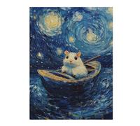 Puzzle 52x38cm/1000pcs pour Adolescents Hamster in Starry Night Puzzles pour Adultes Jeu Manuel Cadeau d'anniversaire Idéal pour Toute La Famille 52x38cm/1000pcs