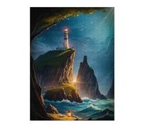Puzzle 52x38cm/1000pcs pour Adolescents Lighthouse Ocean Cliff Puzzles pour Adultes Jeu Manuel Découpe De Précision Cadeaux d'anniversaire Et Cadeaux Uniques 52x38cm/1000pcs